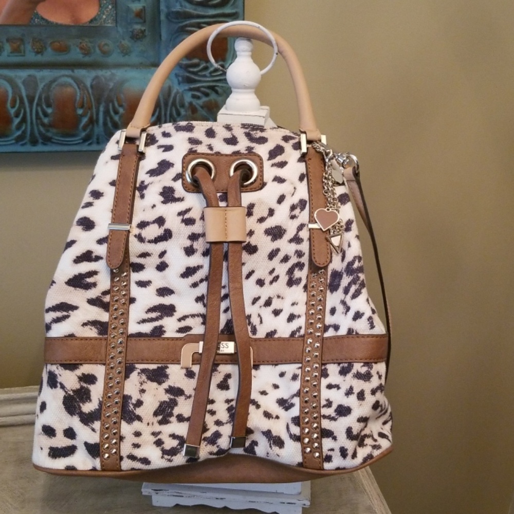 Leopard  purse with shoulder strap. 10x8x5
